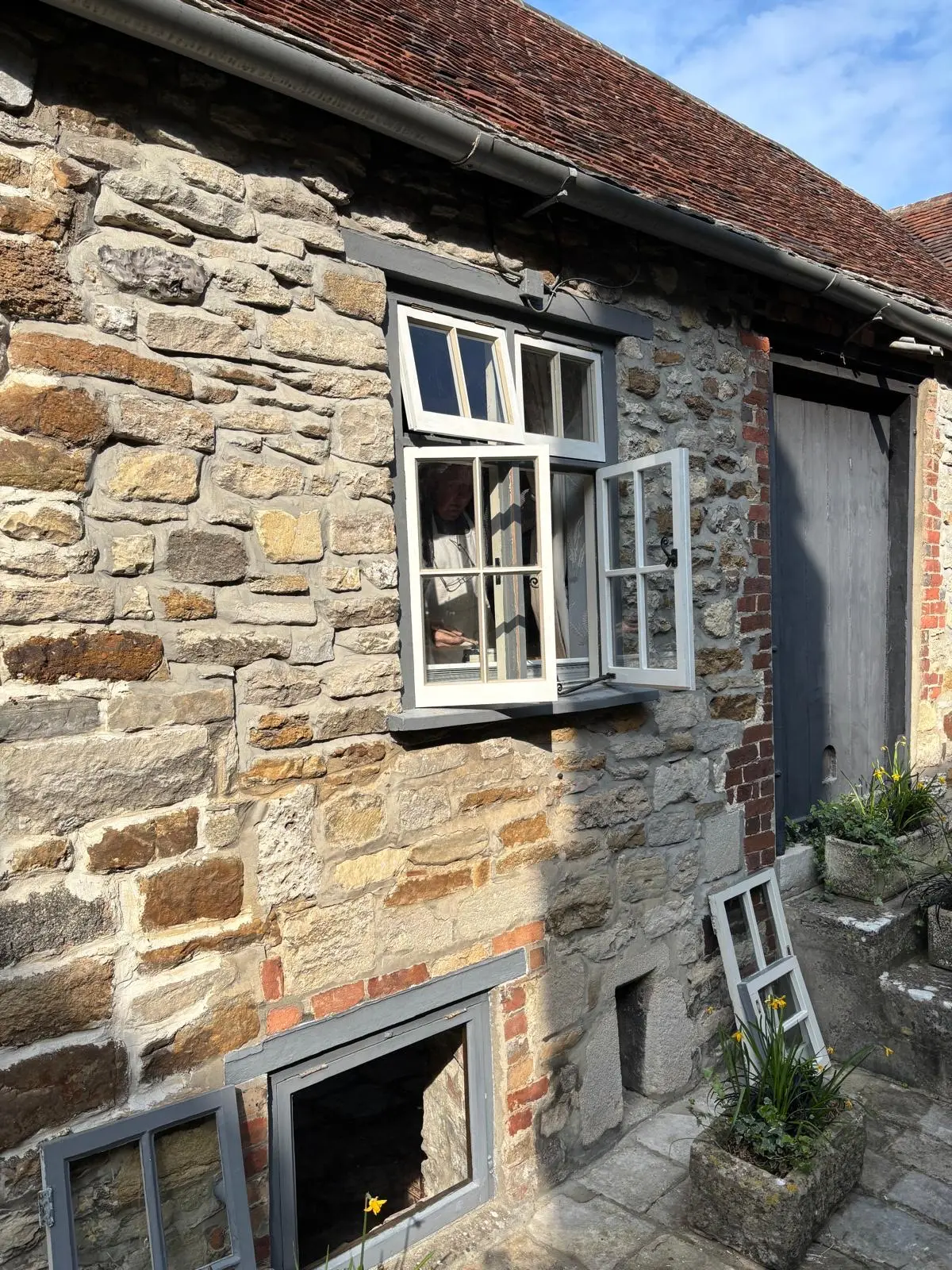 Timber casement windows in a Dorset stone cottage